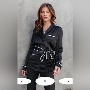 After Party Satin Pocketed Button Down Top